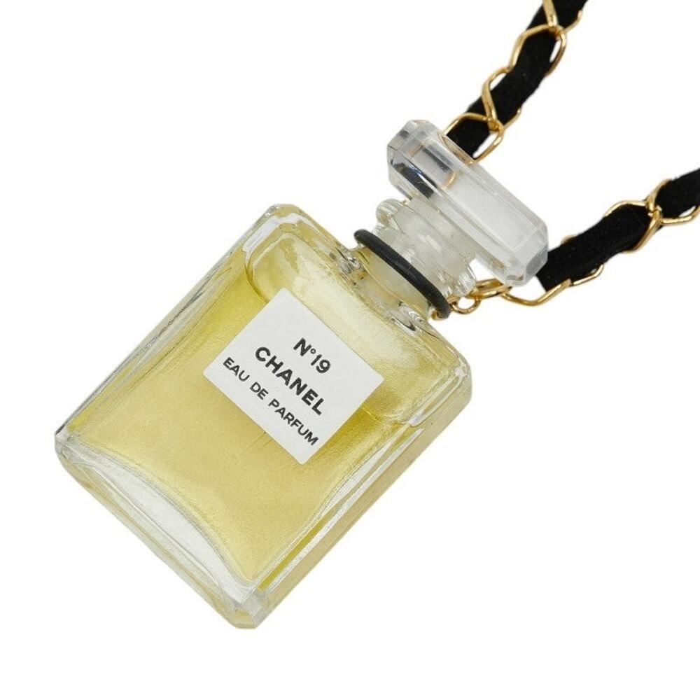 Chanel No.19 Perfume Bottle Necklace Plated Fabric White Gold